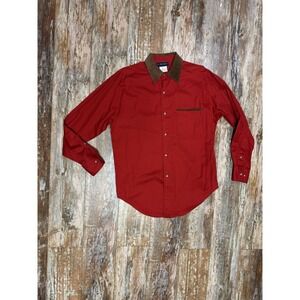 Vintage Breeches Button Up Western Shirt Women's Size 6 Red Leather Collar USA